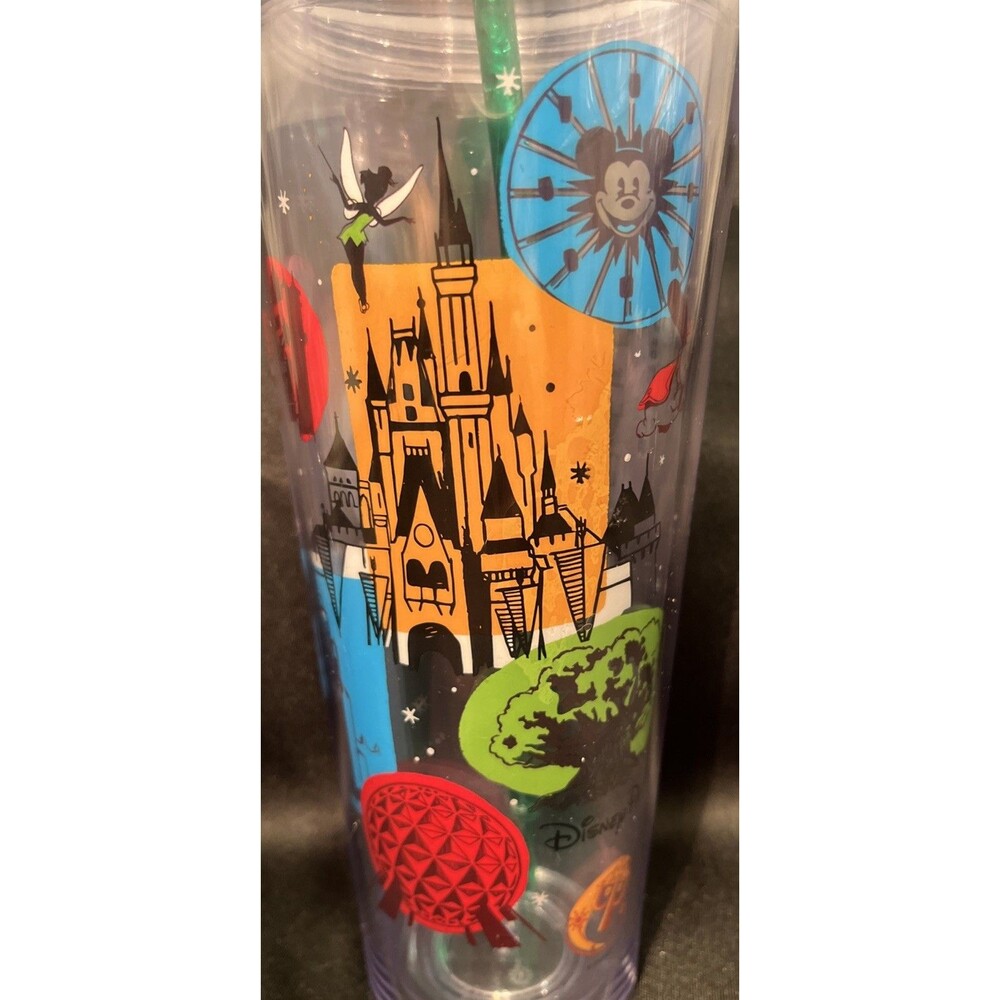 MINT DISNEY PARK STARBUCKS Venti 24oz Cold Clear Cup Double Wall w/ Lid & Straw - Picture 2 of 13